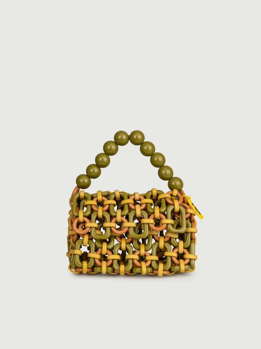 BORSA A BAULETTO IN RESINA MULTICOLOR VERDE "BUBBLE"