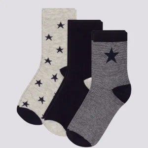 CONFEZIONE DA 3 PAIA DI CALZINI BAMBINO A STELLE IN JERSEY DI COTONE