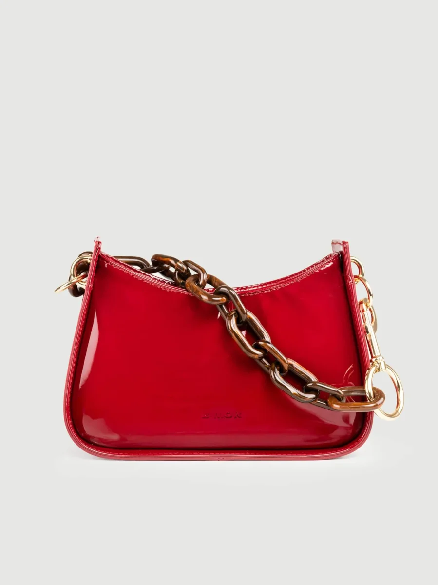 BORSA A SPALLA GLAMMY BORDEAUX IN PELLE VERNICE