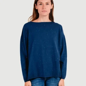 MAGLIA OVER BLU CON STRASS