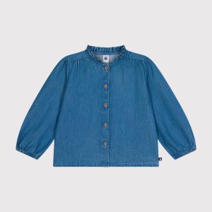 Blusa a maniche lunghe in denim