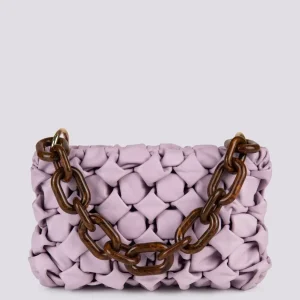 Borsa Curly In Pelle Intrecciata lilla