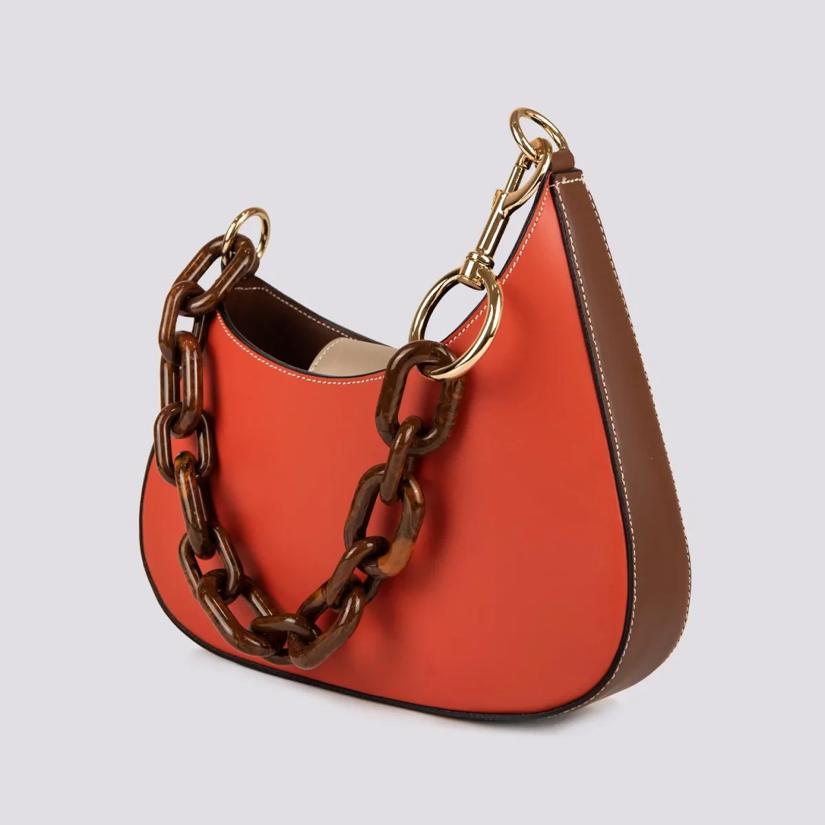 BORSA "MINI CURVY" BICOLORE MATTONE E MARRONE - immagine 3