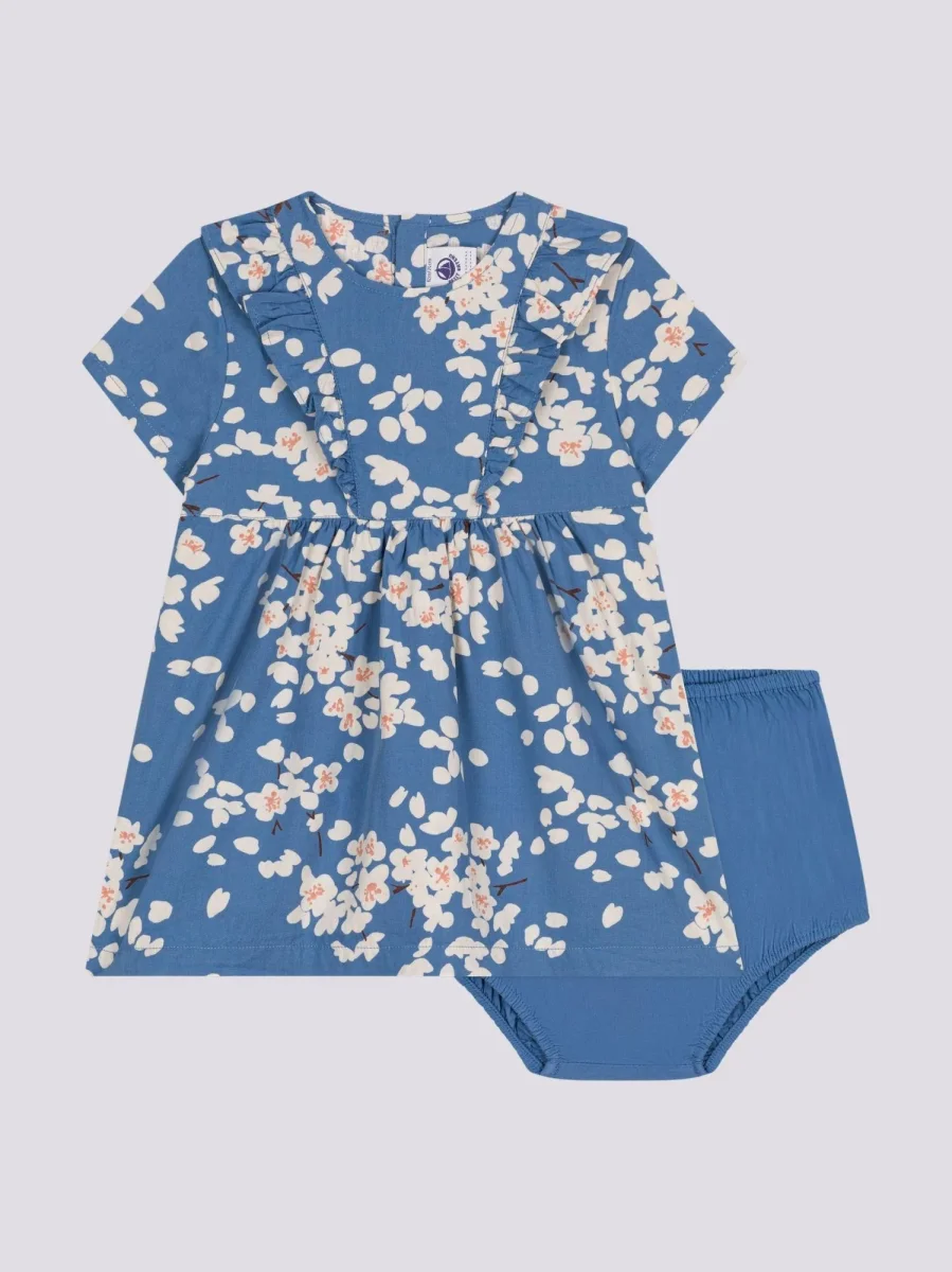 ABITO A MANICA CORTA E PAGLIACCETTO IN POPELINE BEBÈ