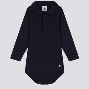 BODY A MANICA LUNGA BEBÈ CON COLLETTO POLO IN COTONE