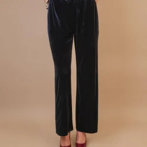 PANTALONE A PALAZZO IN VELLUTO BLU