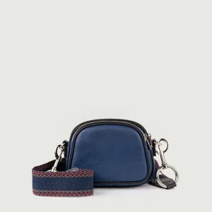 BORSA A TRACOLLA TRIS IN PELLE BLU