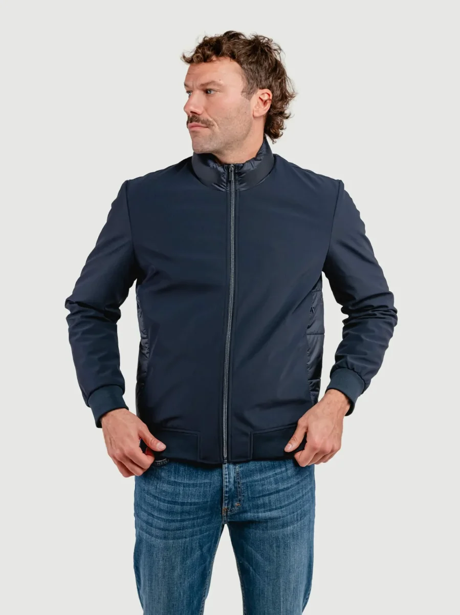 GIUBBOTTO IN TESSUTO TECNICO BLU NAVY