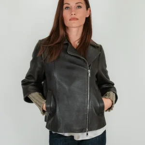 GIACCA IN PELLE GEMINI CON MANICHE IN MAGLIA