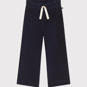 Pantaloni ampi blu in velluto sottile