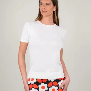 T-SHIRT A MANICA CORTA IN MAGLIA BIANCA