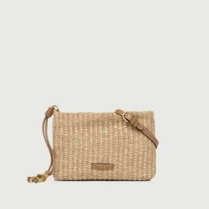 TRACOLLA BRENDA EFFETTO PAGLIA CON DETTAGLI CUOIO