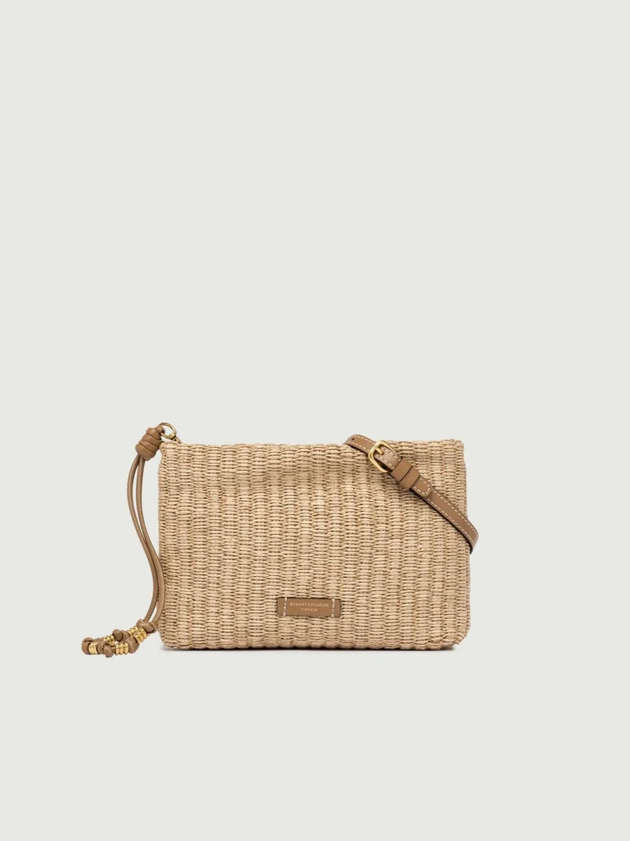 TRACOLLA BRENDA EFFETTO PAGLIA CON DETTAGLI CUOIO