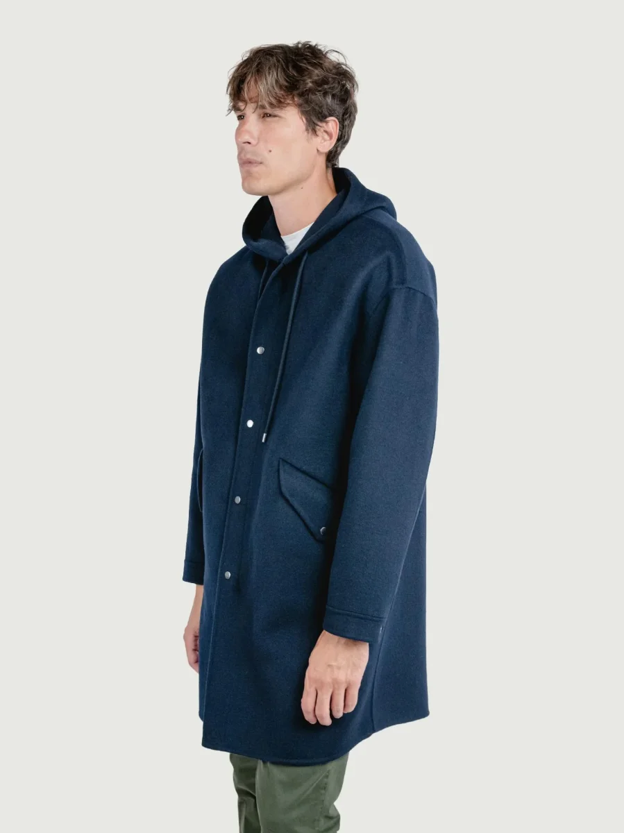 CAPPOTTO PARKA DENZEL IN LANA BLU - immagine 3