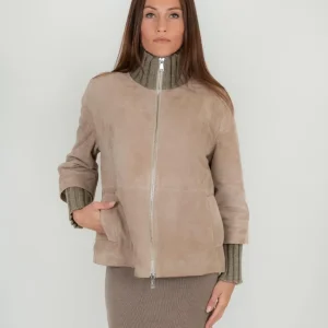 GIACCA IXIA IN CAMOSCIO BEIGE