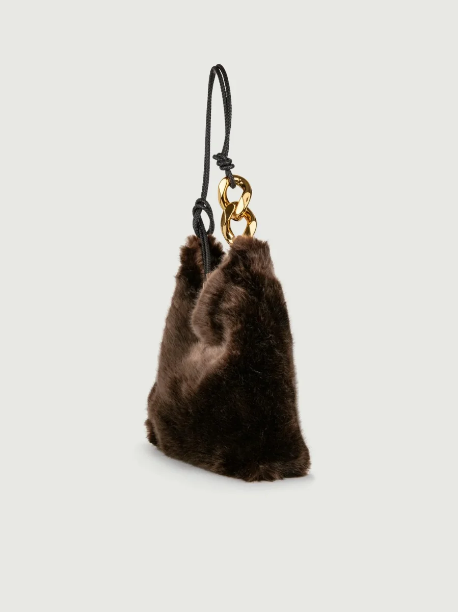 BORSA A SPALLA IN ECOPELLICCIA MARRONE - immagine 3