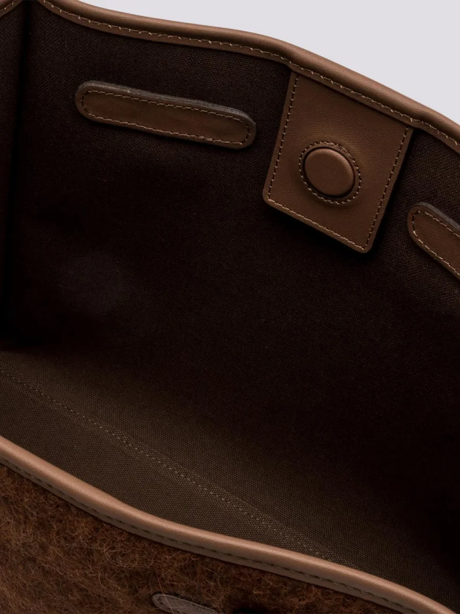 BORSA SHOPPING MARCELLA IN TESSUTO EFFETTO MOHAIR MARRONE - immagine 5