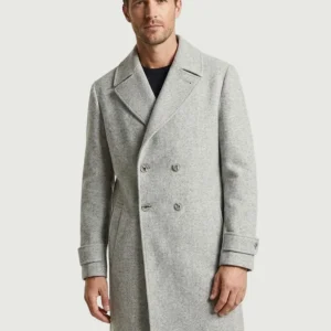 CAPPOTTO IN LANA DOPPIOPETTO MOTIVO SPIGA BEIGE