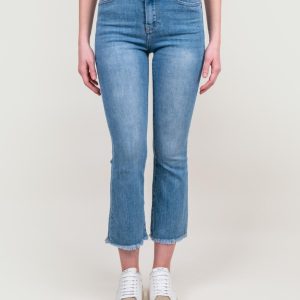 JEANS 5 TASCHE SFRANGIATO IN DENIM CHIARO