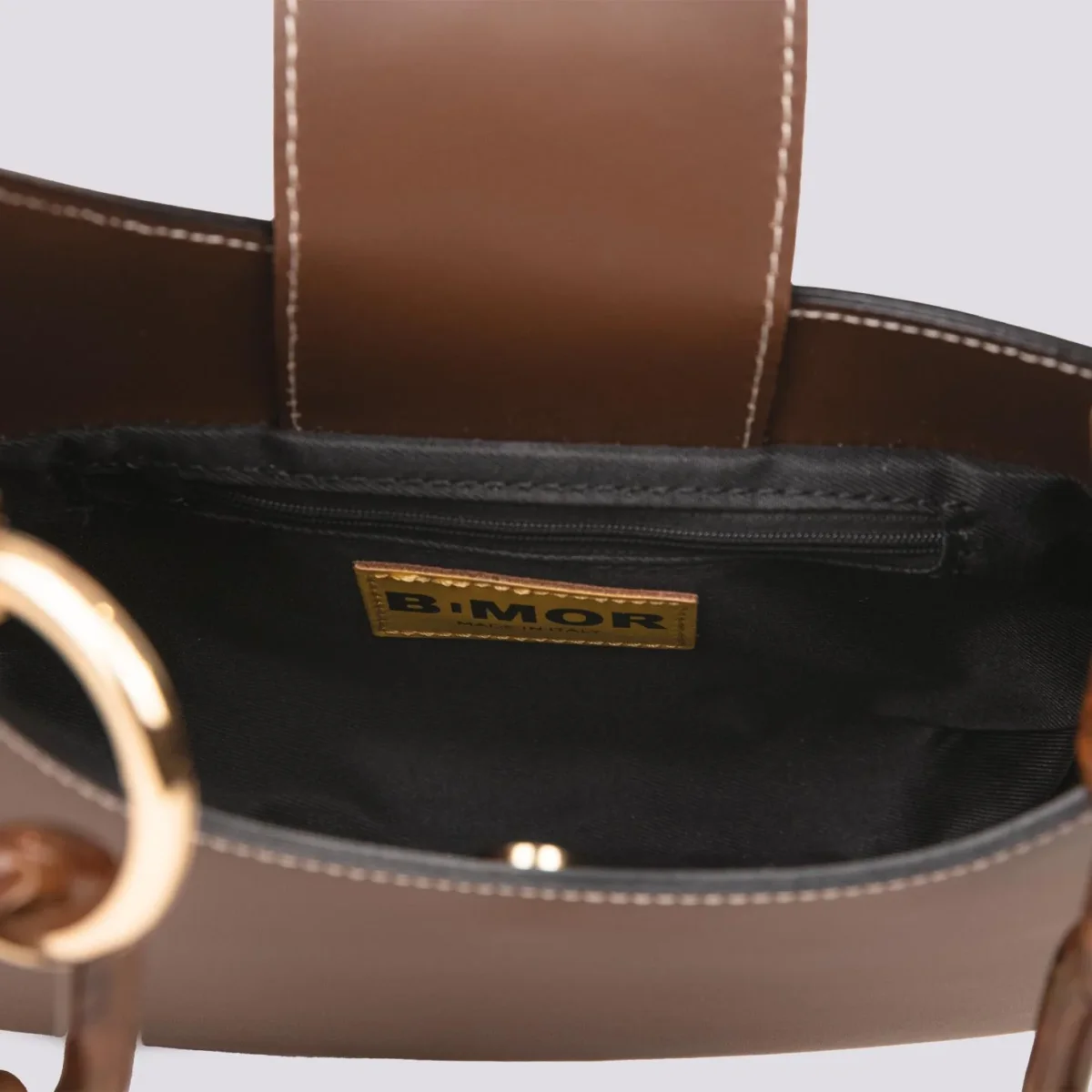 BORSA "MINI CURVY" IN PELLE CIOCCOLATO CON TRACOLLA IN OSSO - immagine 6