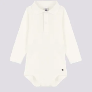 BODY A MANICA LUNGA BEBÈ CON COLLETTO POLO IN COTONE