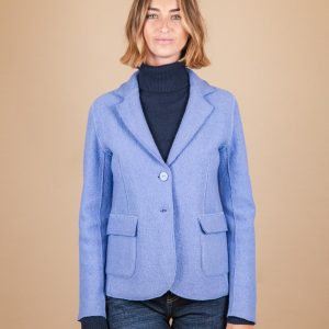 GIACCA SFODERATA IN LANA COTTA AZZURRA