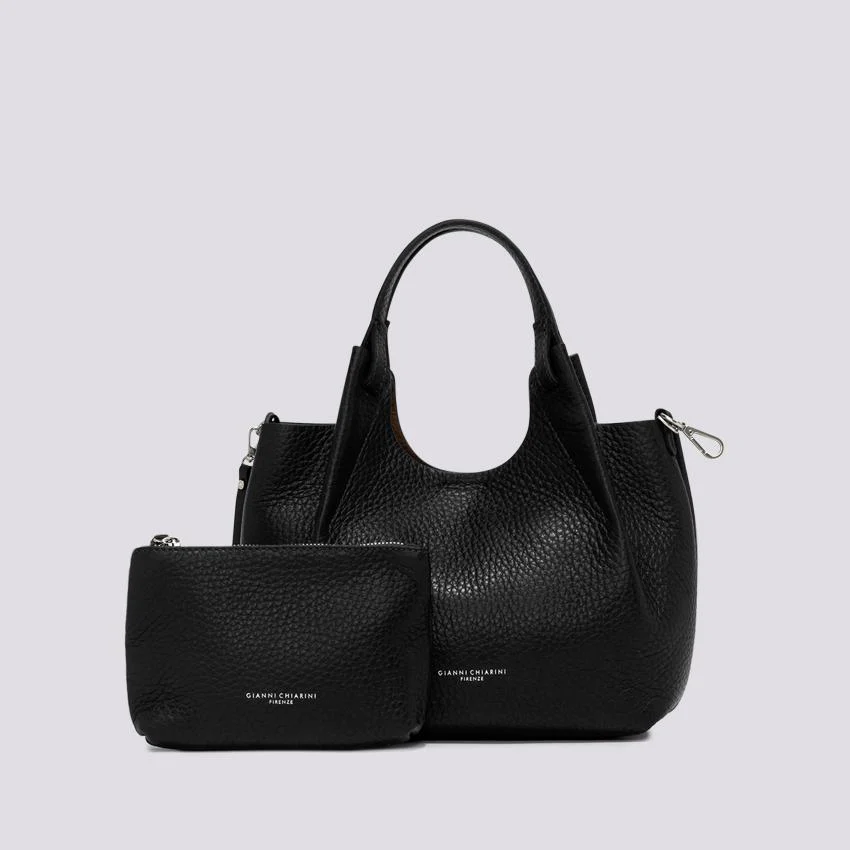 Borsa a spalla Dua in pelle marrtellata nera - immagine 6