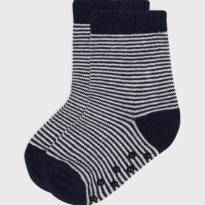 Calzini antiscivolo in cotone a righe blu e bianche