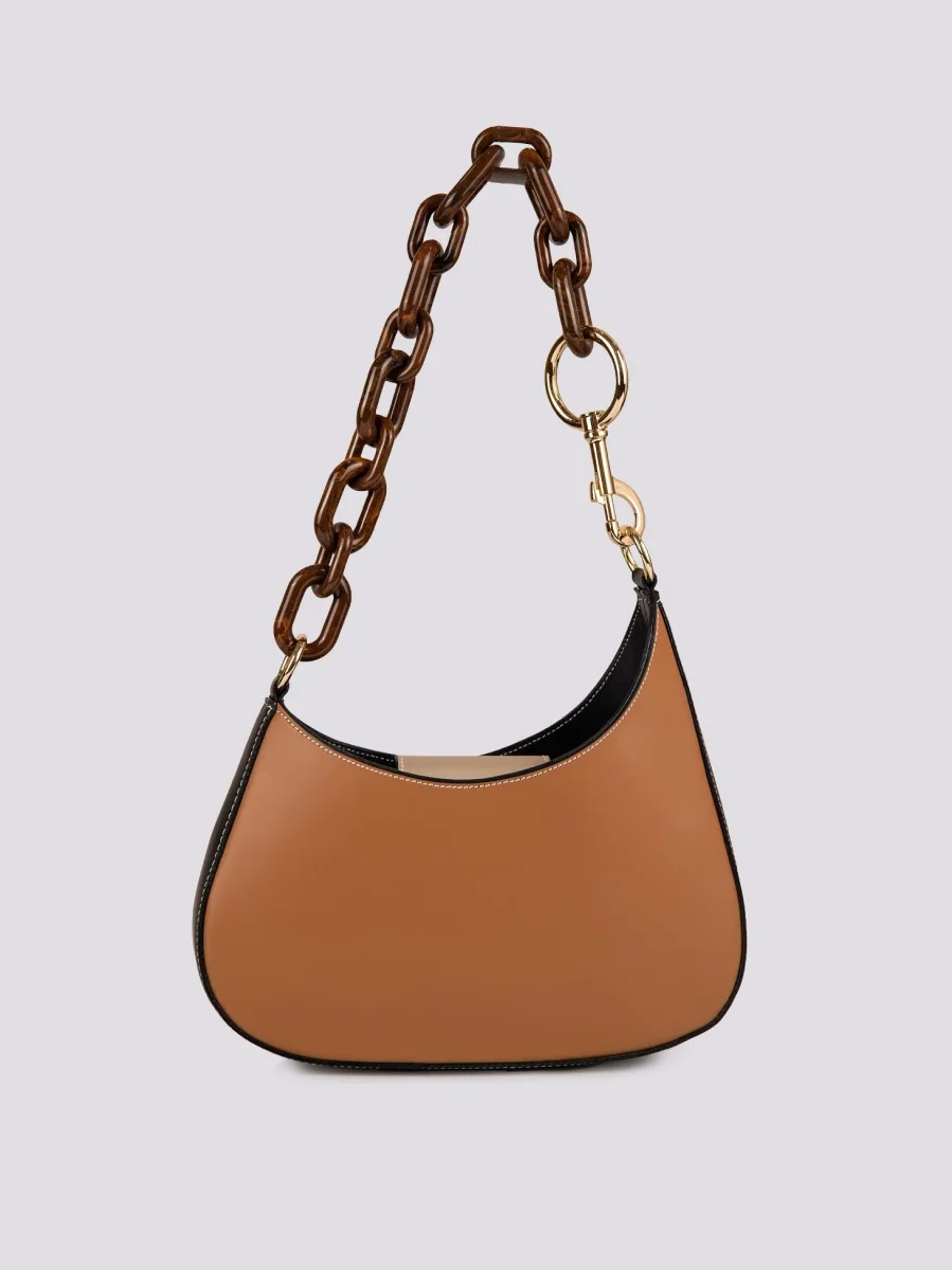 BORSA "MINI CURVY" BICOLORE CUOIO E NERO - immagine 3