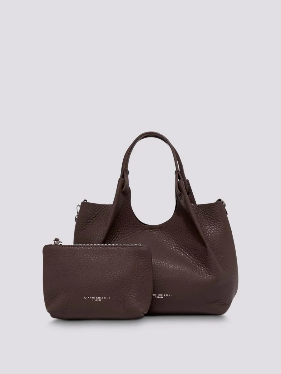 Borsa a spalla Dua in pelle martellata TESTA MORO - immagine 6