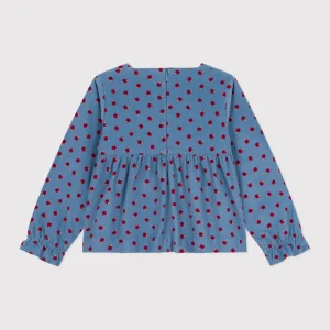 Blusa a maniche lunghe in velluto fantasia mele