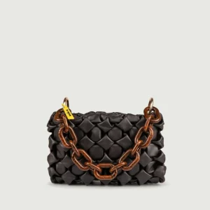 BORSA IN PELLE INTRECCIATA MARRONE "CURLY"