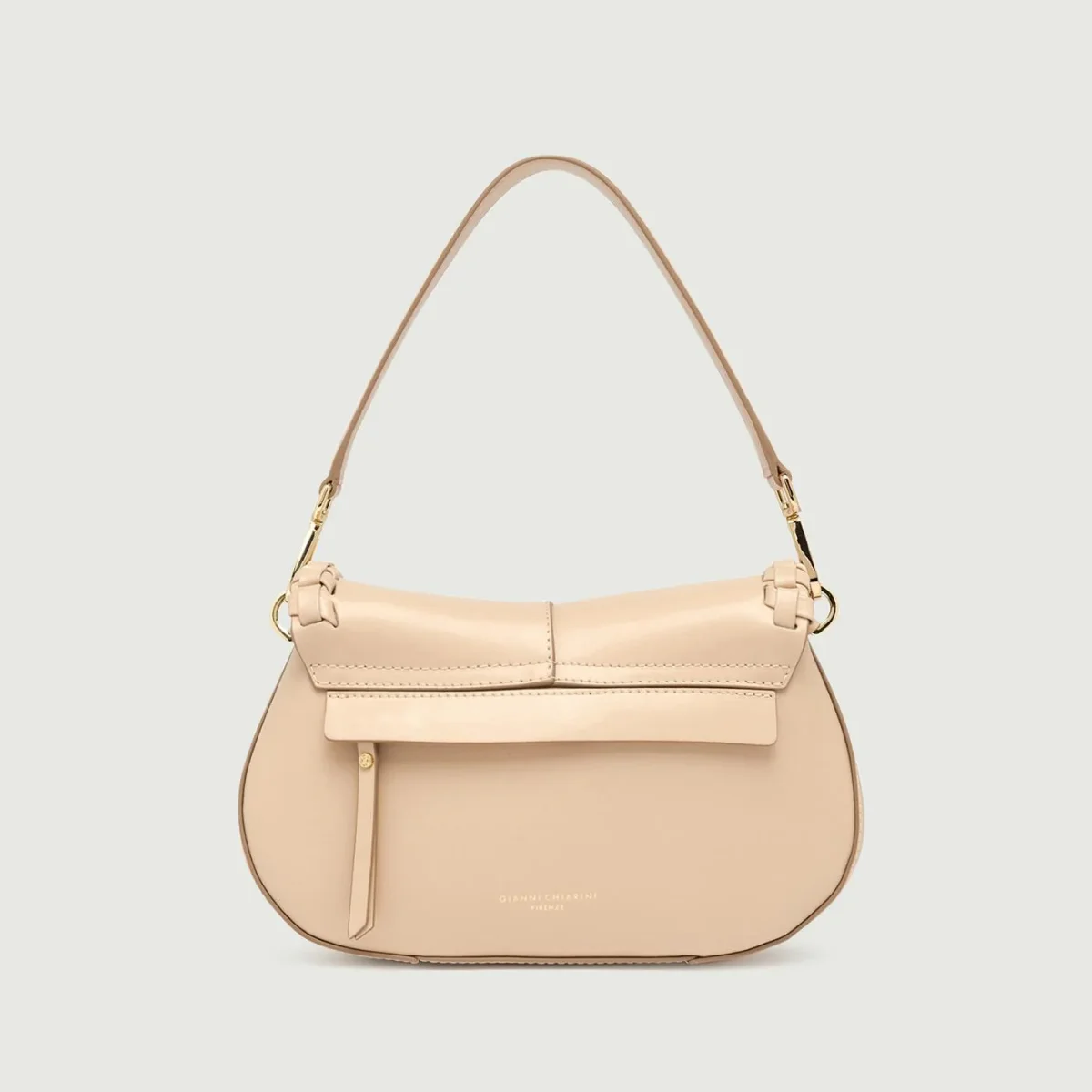 Borsa a spalla Helena Round special in pelle beige - immagine 3