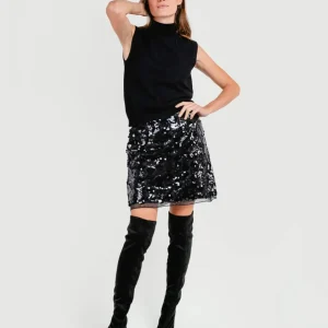 MINI GONNA SVASATA PAILLETTES NERA