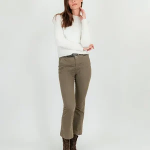 PANTALONE A TROMBETTA in cotone color tortora
