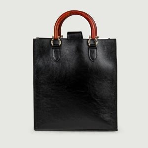 CARTELLA IN PELLE NAPLAK NERA CON MANICI IN RESINA "EMPIRE"