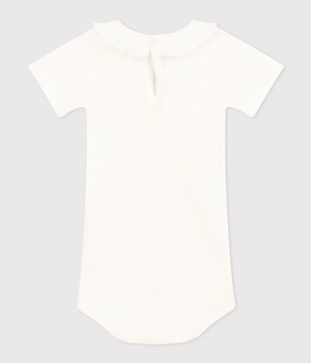 BODY BIANCO IN COTONE A MANICA CORTA CON COLLETTO - immagine 4