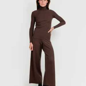 PANTALONE A PALAZZO IN MAGLIA MORO