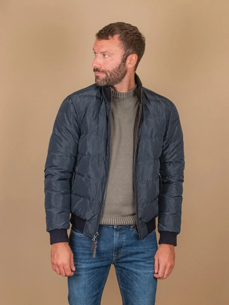 GIUBBOTTO IMBOTTITO IN PELLE NAPPA MARRONE DEREK SEAMLESS - immagine 4