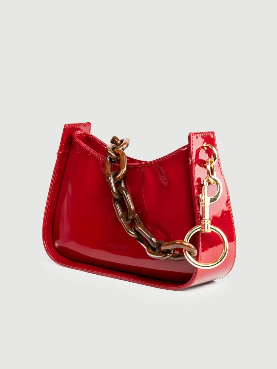 BORSA A SPALLA GLAMMY BORDEAUX IN PELLE VERNICE - immagine 3