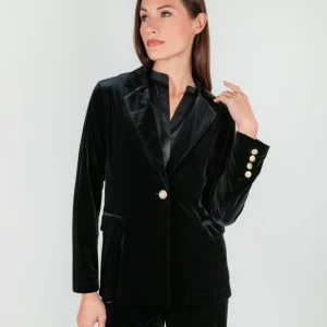 BLAZER NERO IN VELLUTO LISCIO