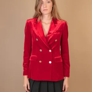 BLAZER DOPPIOPETTO IN VELLUTO ROSSO