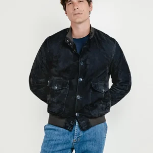 GIUBBOTTO IN CAMOSCIO BLU