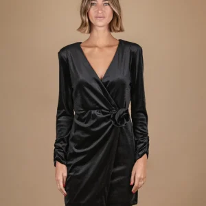 ABITO CON APPLICAZIONE FLOREALE IN VELLUTO NERO