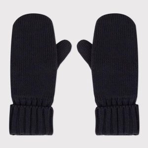 Muffole blu in maglia con fodera in pile