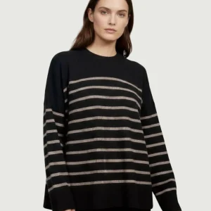 Maglia in lana nera a righe noce