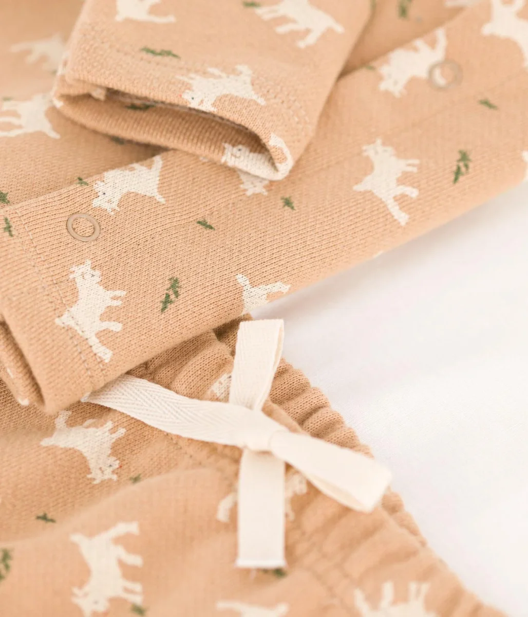 COMPLETO IN TESSUTO FELPATO CON STAMPA CAPRETTA PER BEBÈ - immagine 3