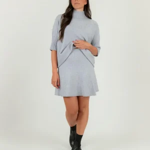 MINI GONNA IN MAGLIA GRIGIO PERLA