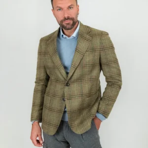 BLAZER A QUADRI  IN LANA VERGINE VERDE