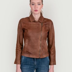 CHIODO IN PELLE TRAFORATA CUOIO